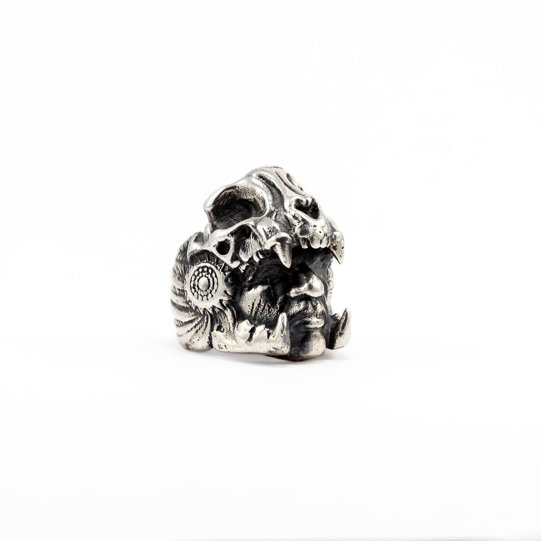 Anillo Guerrero Jaguar Craneo En Plata 925 – CimarroneMX