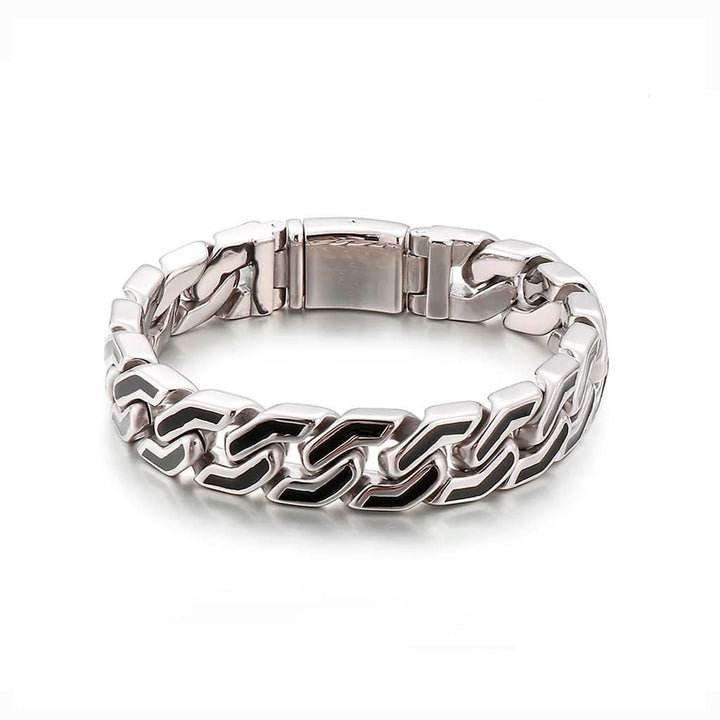 CimarroneAMX 18 cm Pulsera Eslabón Cubano Recto con negro