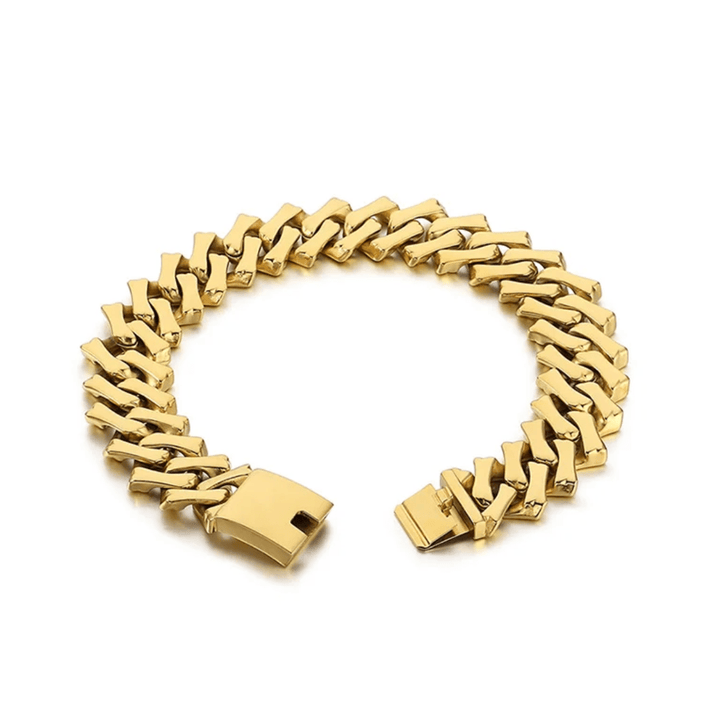 CimarroneAMX 22 cm / Dorada Pulsera Cubana cuadrada