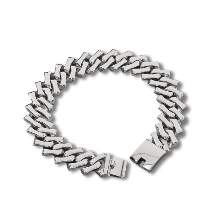 CimarroneAMX 22 cm / Plateada Pulsera Cubana cuadrada