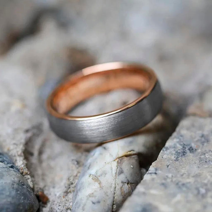 CimarroneAMX Anillo Argolla Rosa y Gris Tugsteno