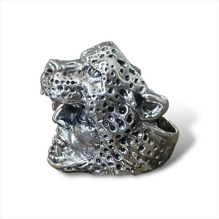 CimarroneAMX Anillo Guerrero Jaguar Piel En Plata 925