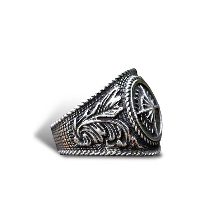 CimarroneAMX Anillo navegante timon rosa de los vientos