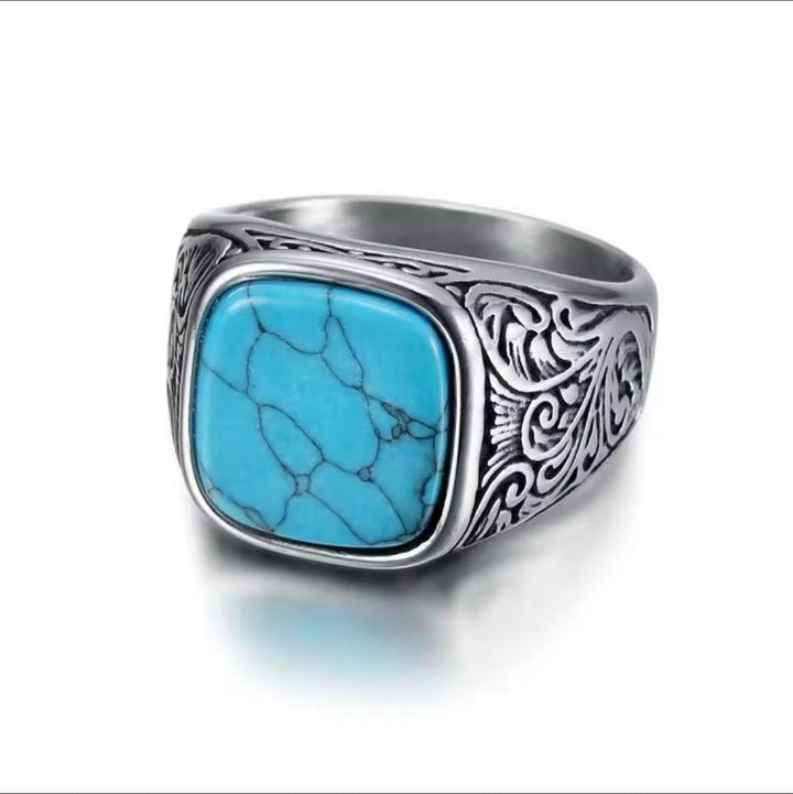 CimarroneAMX Azul / 7 Anillo Cuadrado elegante