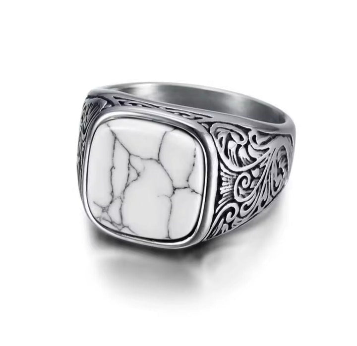 CimarroneAMX Blanco / 7 Anillo Cuadrado elegante