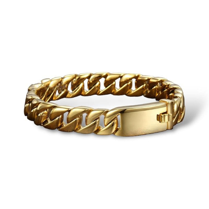 CimarroneAMX Dorado / 18 cm Pulsera cubana clásica eslabón grueso