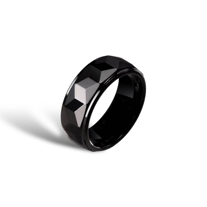 CimarroneAMX Negra / 6 Anillo Argolla Rey tugsteno Plateado/Negro