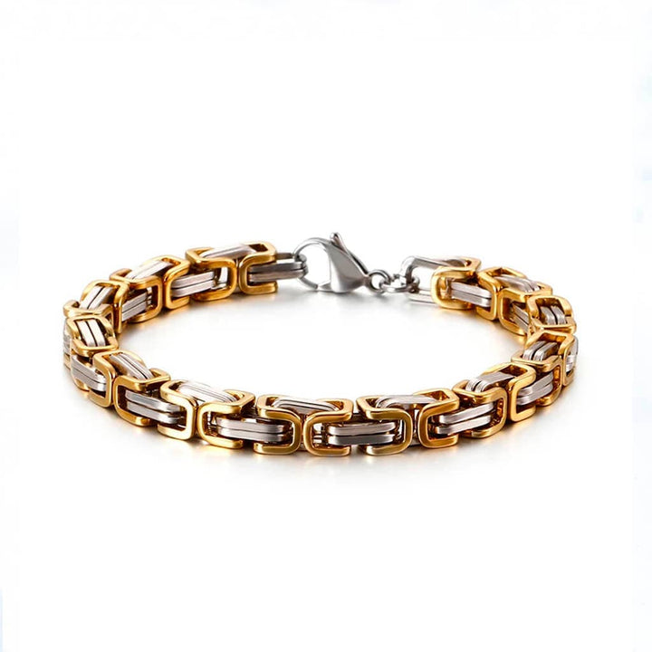 CimarroneAMX Plata con dorado Pulsera Eslabón Cuadrado