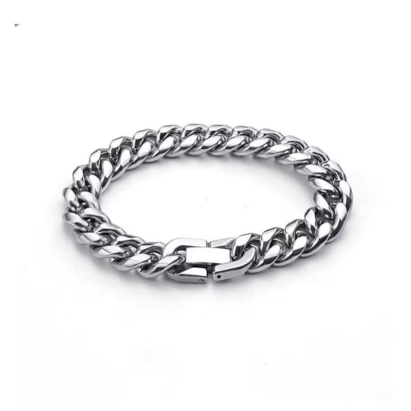 CimarroneAMX Plateado / 18 cm Pulsera cubana clásica eslabón grueso
