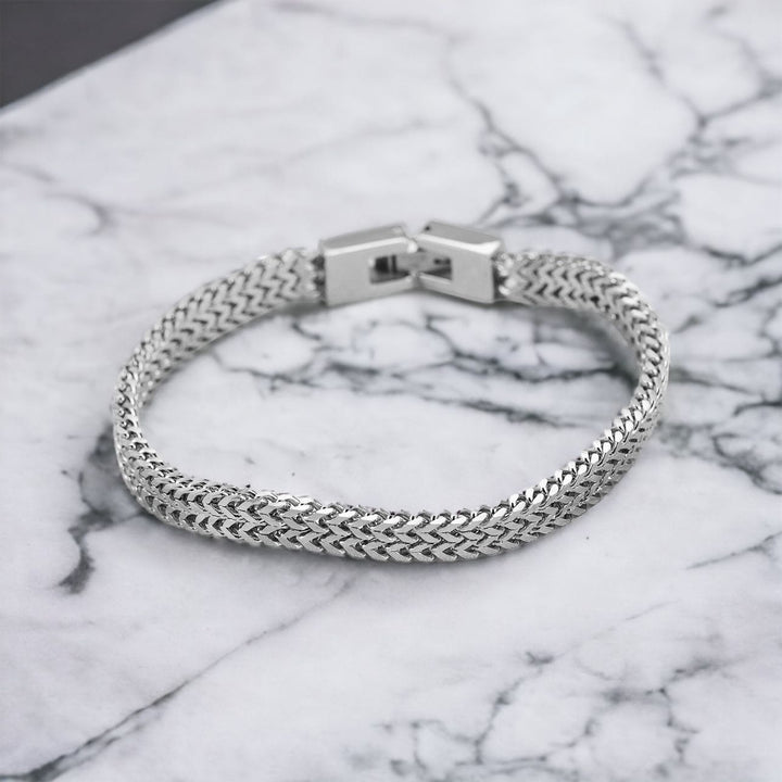 CimarroneAMX Plateado / 19 cm Pulsera Delgada Trenzada