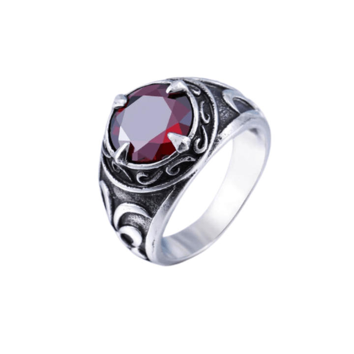 CimarroneMX Ropa y accesorios Acero Inoxidable / Rojo / 13 Anillo piedra gung