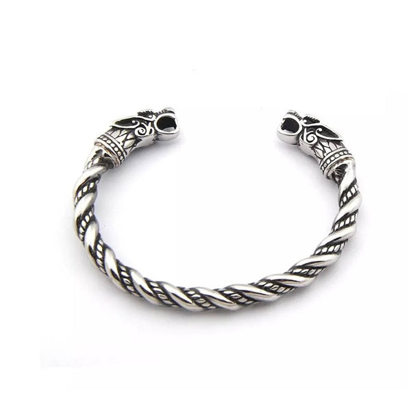 Brazalete vikingo cabeza doble Plata 925 & Piel de Cabra Bajo Pedido –  CimarroneMX