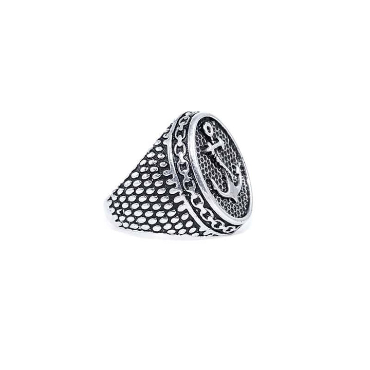 anillo ancla sello plata