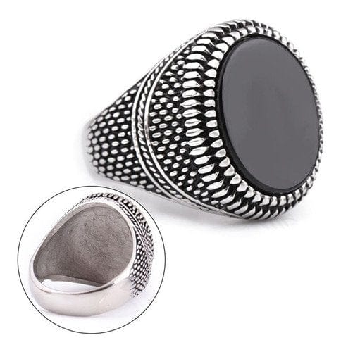 CimarroneAMX 12 Anillo Elegante Perla Plana Negra