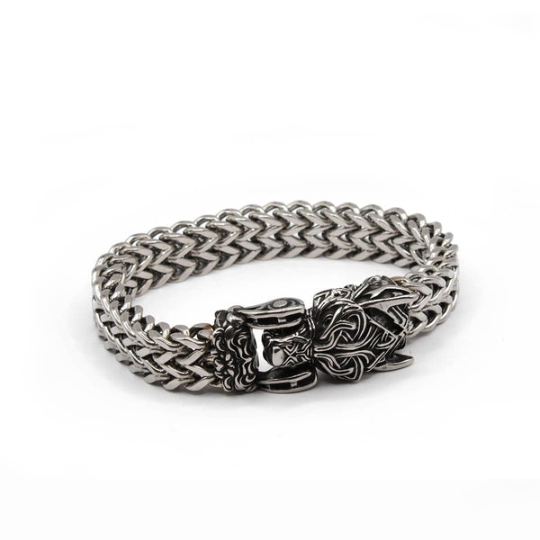CimarroneAMX 17.5 cm Pulsera Lobo Nordico Acero Trenzado