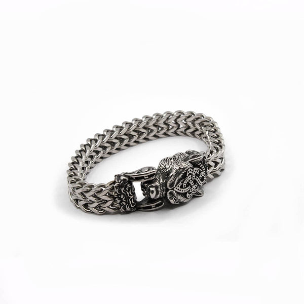 CimarroneAMX 17.5 cm Pulsera Oso Nordico Acero Trenzado