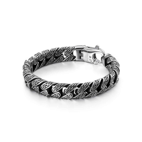 CimarroneAMX 18 cm Pulsera Eslabón Grabado Grecas