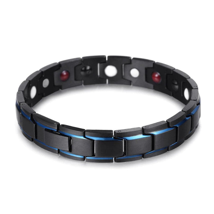 CimarroneAMX 21 cms Pulsera Negra Filo Azul Acero & Imanes
