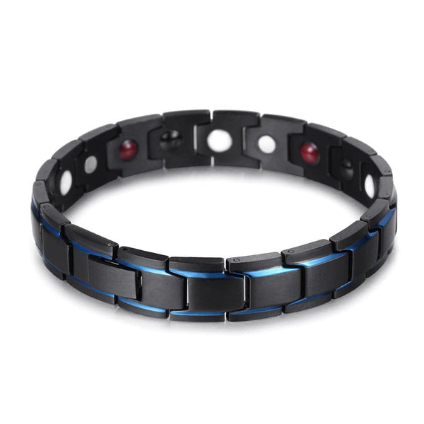 CimarroneAMX 21 cms Pulsera Negra Filo Azul Acero & Imanes