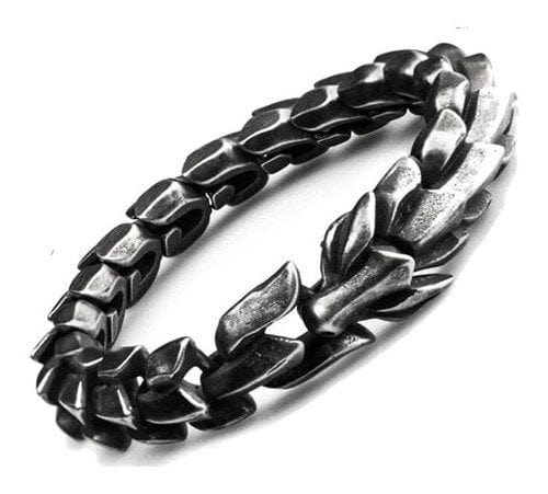 CimarroneAMX Acero antiguo (Ancient) / 18.5 cm Pulsera Dragon Acero De Titanio Premium