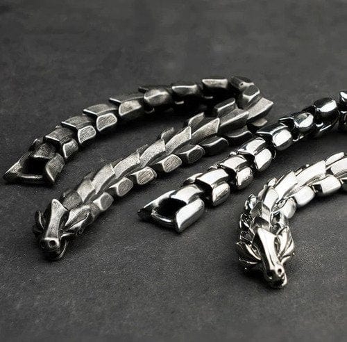 CimarroneAMX Acero (cromado) / 18.5 cm Pulsera Dragon Acero De Titanio Premium