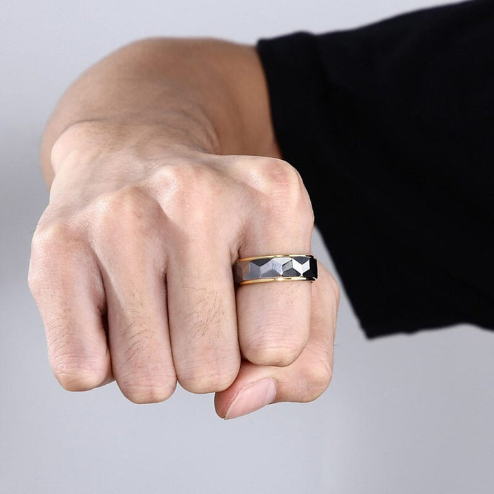 CimarroneAMX Anillo Argolla Rey tugsteno Plateado/Negro