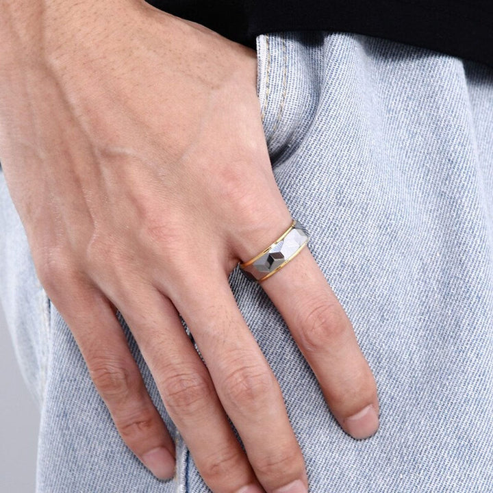 CimarroneAMX Anillo Argolla Rey tugsteno Plateado/Negro