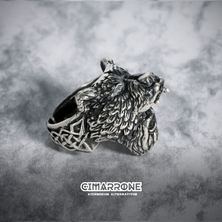 CimarroneAMX Anillo Cazador Oso Vikingo Plata 925