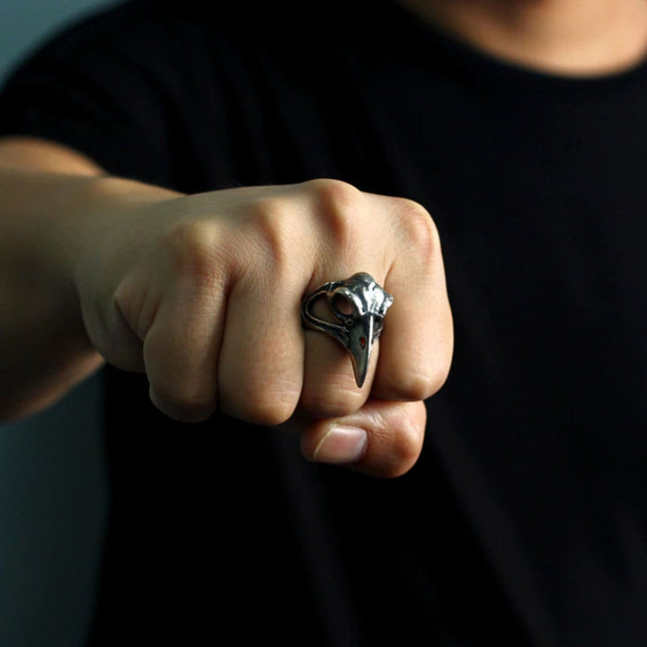 CimarroneAMX Anillo Cráneo de Pájaro Ave Plata 925