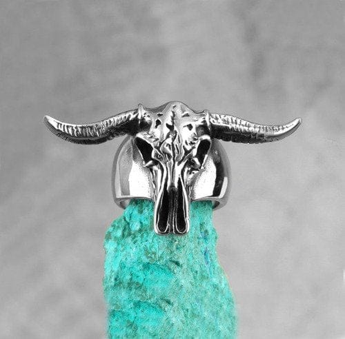 CimarroneAMX Anillo Cráneo Toro Salvaje