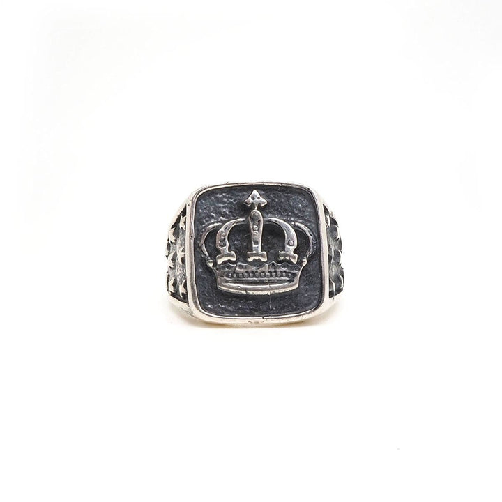CimarroneAMX Anillo cuadrado Corona real plata 925