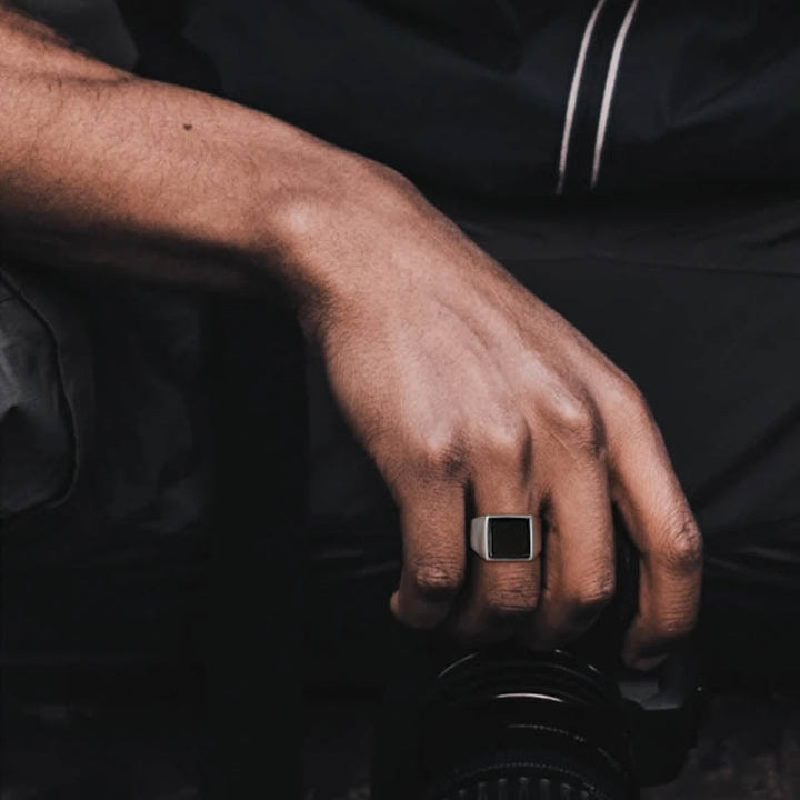 CimarroneAMX Anillo Cuadrado satinado Marco fino