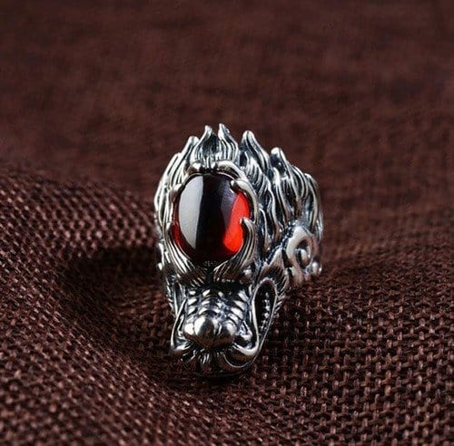 CimarroneAMX Anillo Dragon Oriental Perla Roja
