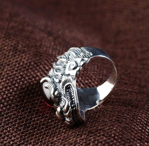 CimarroneAMX Anillo Dragon Oriental Perla Roja