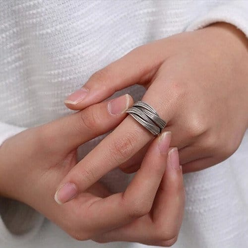 CimarroneAMX Anillo Entrelazado Sencillo Elegante Plata Mexicana 925