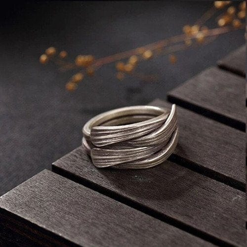 CimarroneAMX Anillo Entrelazado Sencillo Elegante Plata Mexicana 925