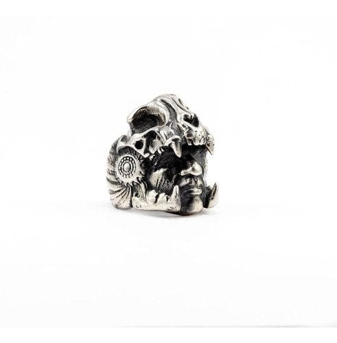 CimarroneAMX Anillo Guerrero Jaguar Craneo En Plata 925