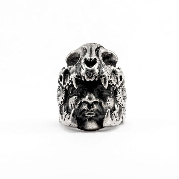 CimarroneAMX Anillo Guerrero Jaguar Craneo En Plata 925