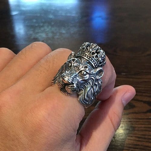CimarroneAMX Anillo Leon Rey De La Selva Corona Plata 925