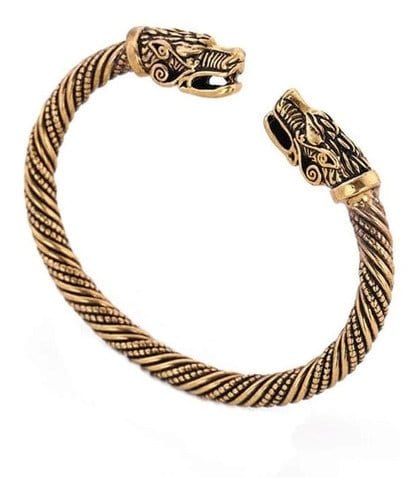 CimarroneAMX Dorado / 19 cm Pulsera Brazalete Vikingos Dragon Nórdico