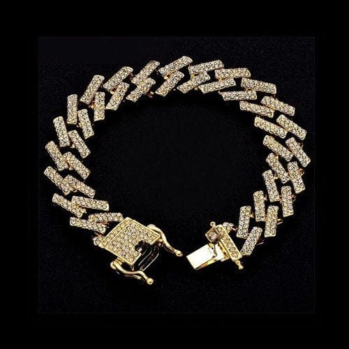 CimarroneAMX Dorado / 19 cm Pulsera Cubana diamantada Eslabon Recto