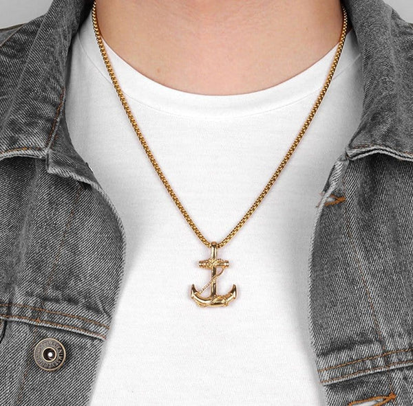CimarroneAMX Dorado Collar de Ancla Pequeña Marinero