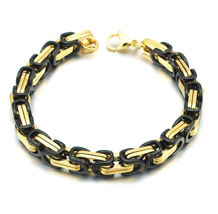 CimarroneAMX Dorado con Negro Pulsera Eslabón Cuadrado
