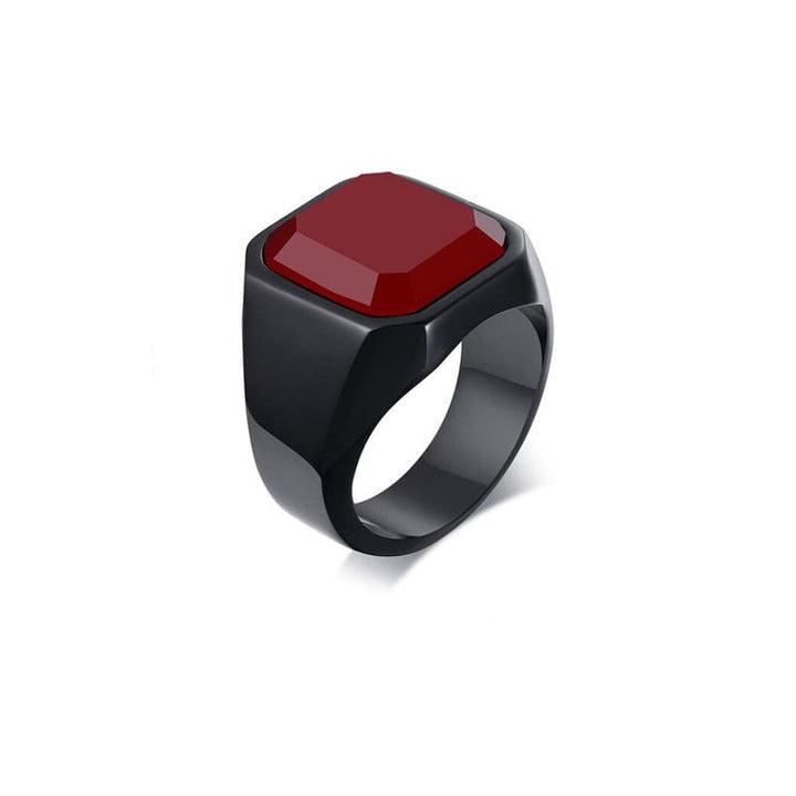 CimarroneAMX Negro / 7 Anillo Piedra Cuadrada