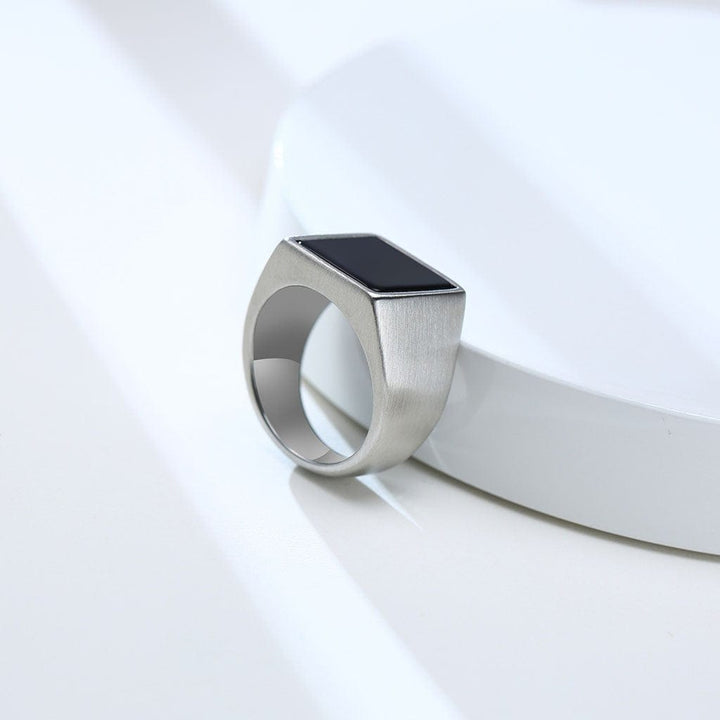 CimarroneAMX Plata .925 / 7 Anillo Cuadrado satinado Marco fino
