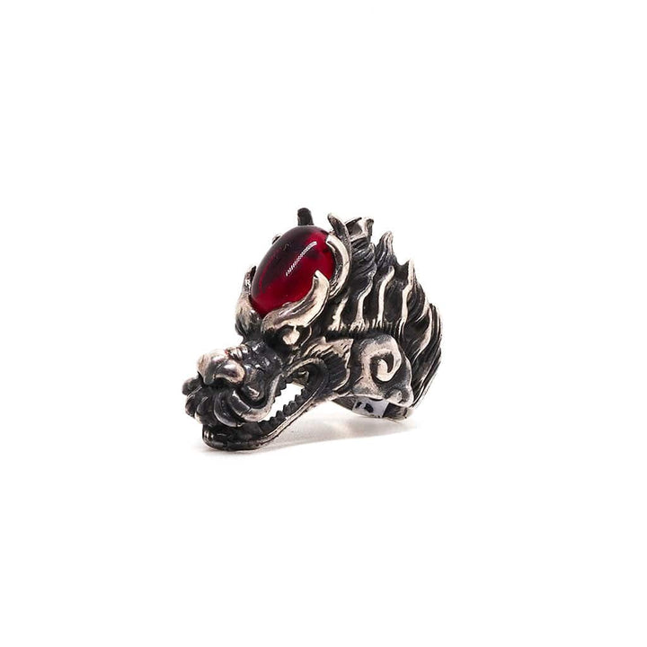 CimarroneAMX Plata .925 / 7 Anillo Dragon Oriental Perla Roja