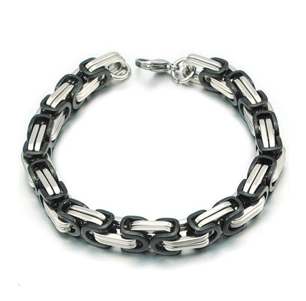CimarroneAMX Plata con negro Pulsera Eslabón Cuadrado