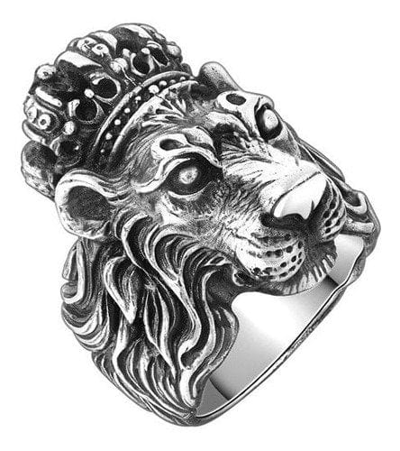 CimarroneAMX Plateado / 6 Anillo Leon Rey De La Selva Corona Plata 925