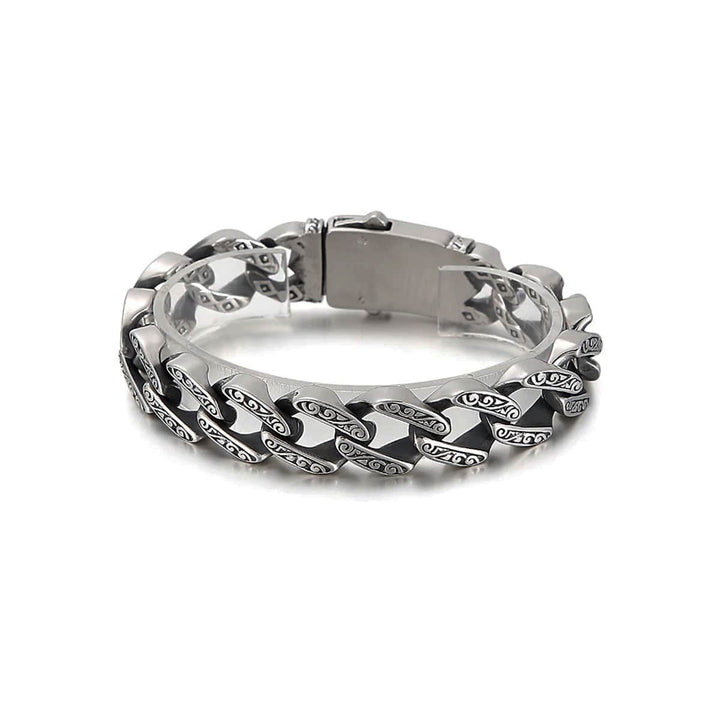 CimarroneAMX Pulsera Cubana Gruesa Vintage Grecas Pavonada
