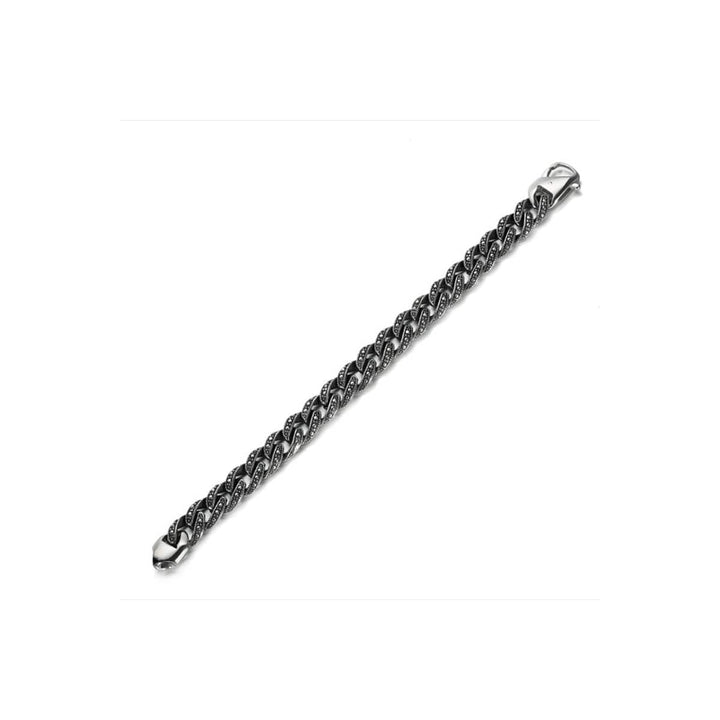 CimarroneAMX Pulsera Cubana Negra Doble Vista Acero Inoxidable